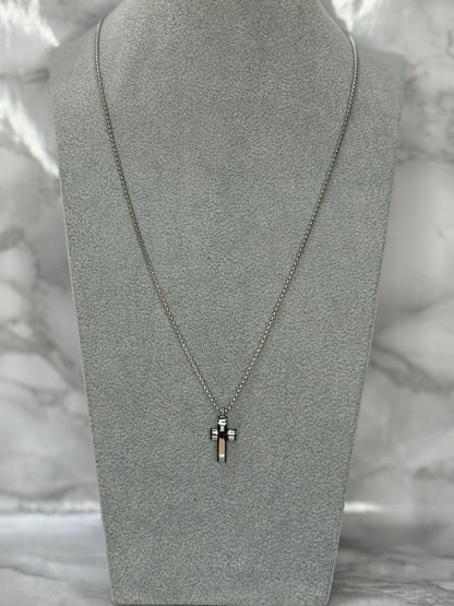 Collana Crocifisso Con Punto Luce Silver&Black
